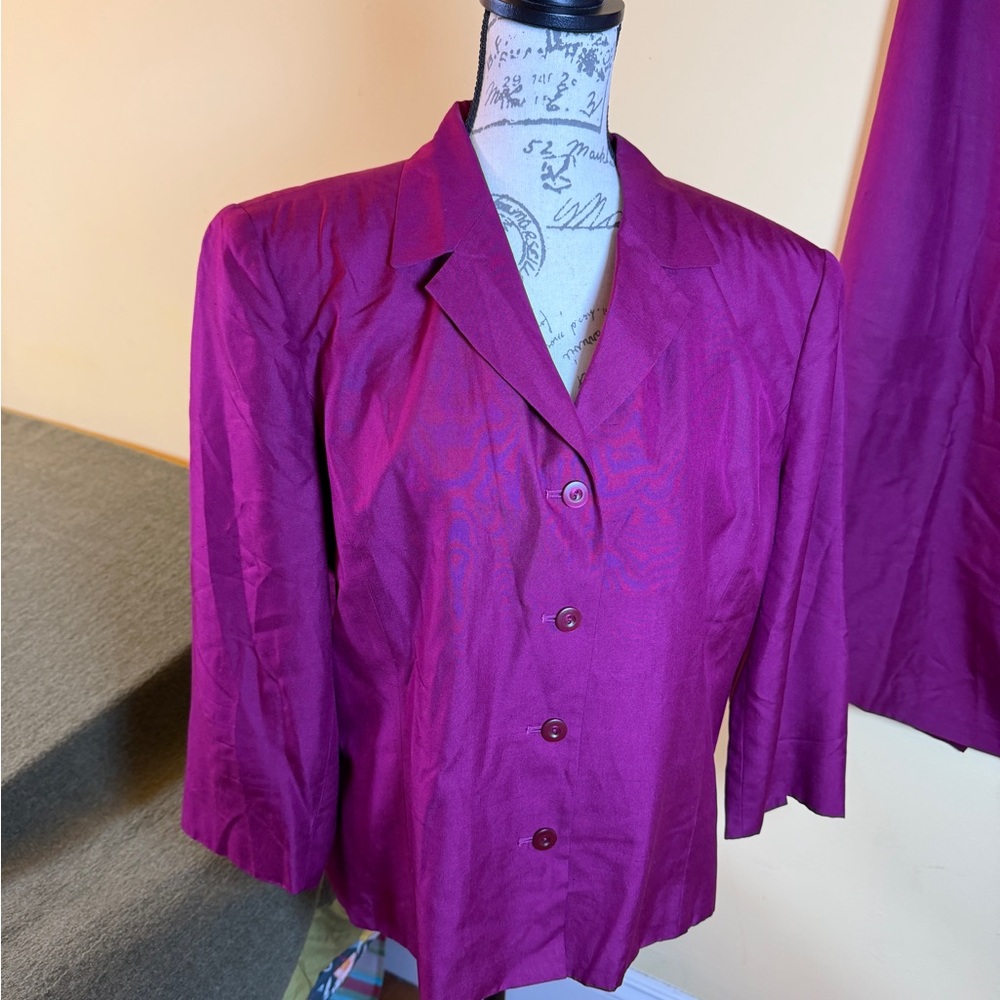 Talbots 2 pc Silk Suit size 18 purple - Picture 2 of 14